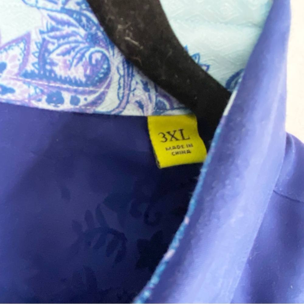 Robert Graham Blue Floral Texture Long Sleeve Button Up Dress Shirt 3XL - Picture 9 of 10